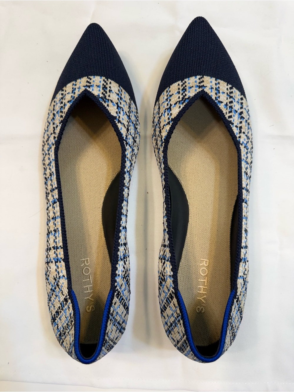 Rothy's Navy Point II Flats - Blue Pattern, size 12.5